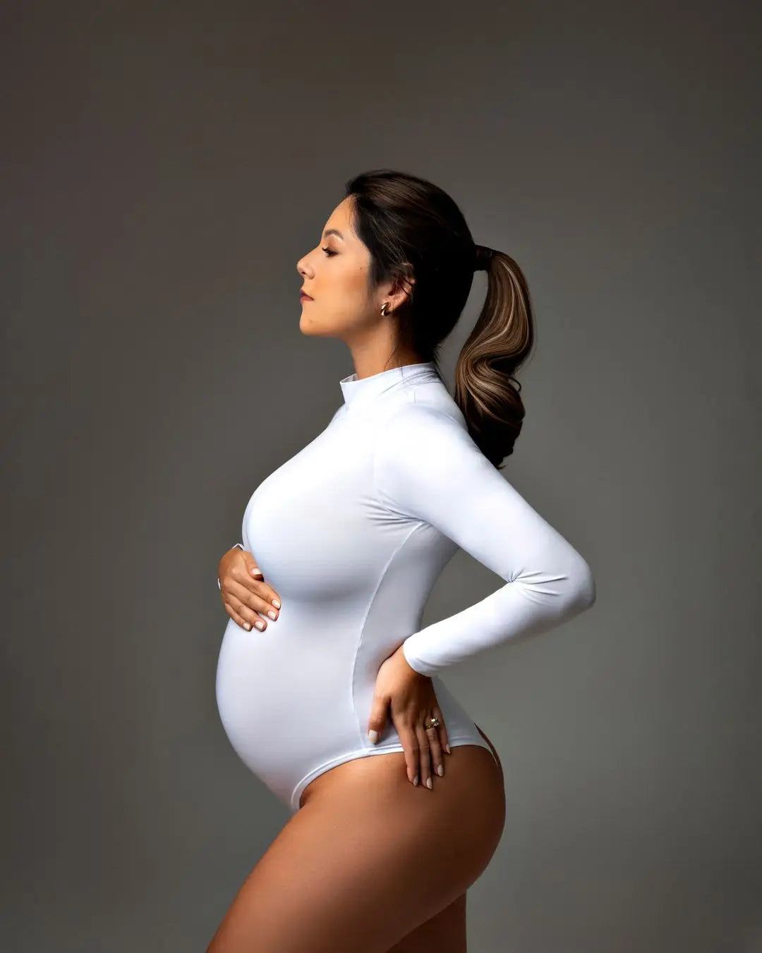 Maternity Dresses Maternity Casual Long Sleeve Bodysuit Top for Photography Sessions and Parties